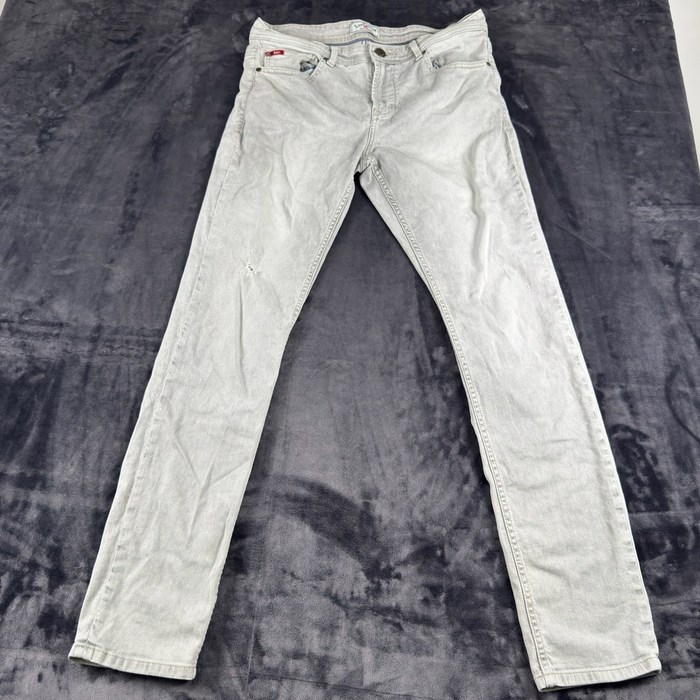 Lee Cooper Jeans Mens 32 Grey Slim‎ Straight Distressed Denim Pants